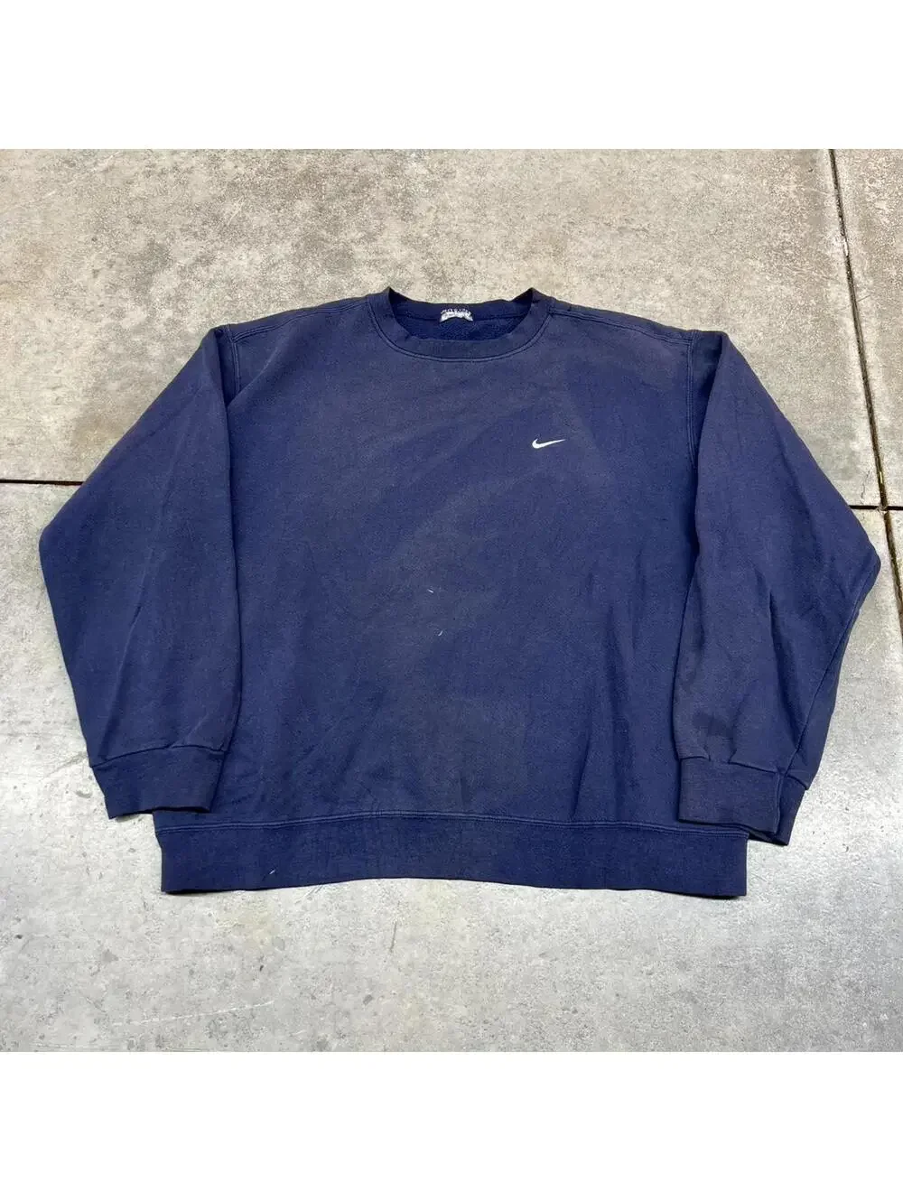 vintage nike faded navy small swoosh blank crewneck size large HAS STAINS